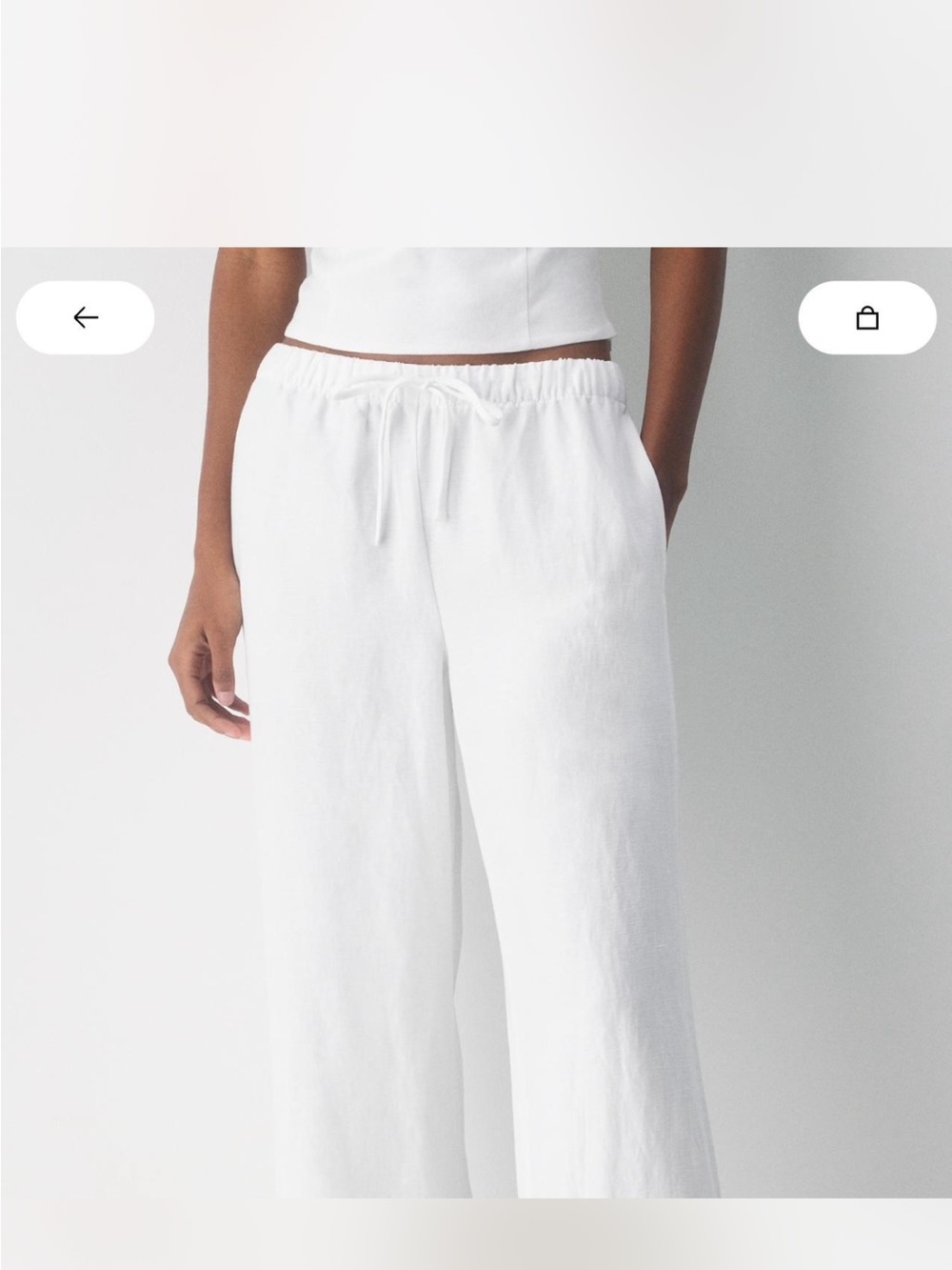Aritzia White Wide-Leg Drawstring Pants